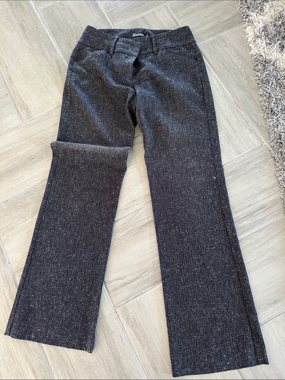 New York & Company Charcoal Tweed Wide-Leg Jeans
